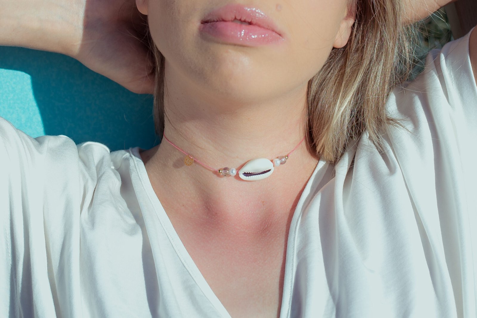 Bransoletka/Choker Mare - Muszla Kauri Perła i Kryształ Górski