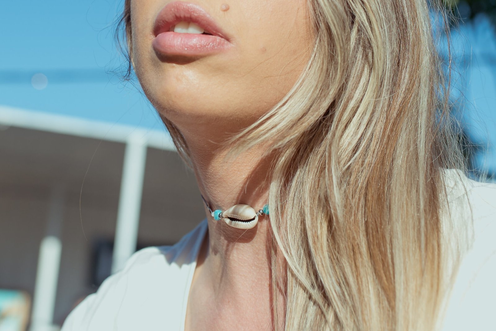 Bransoletka/Choker Mare - Muszla Kauri Hematyt Amazonit Selenit