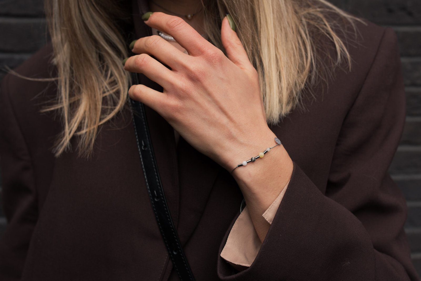 Bransoletka Zodiak Rak Chalcedon Jaspis Opal Selenit