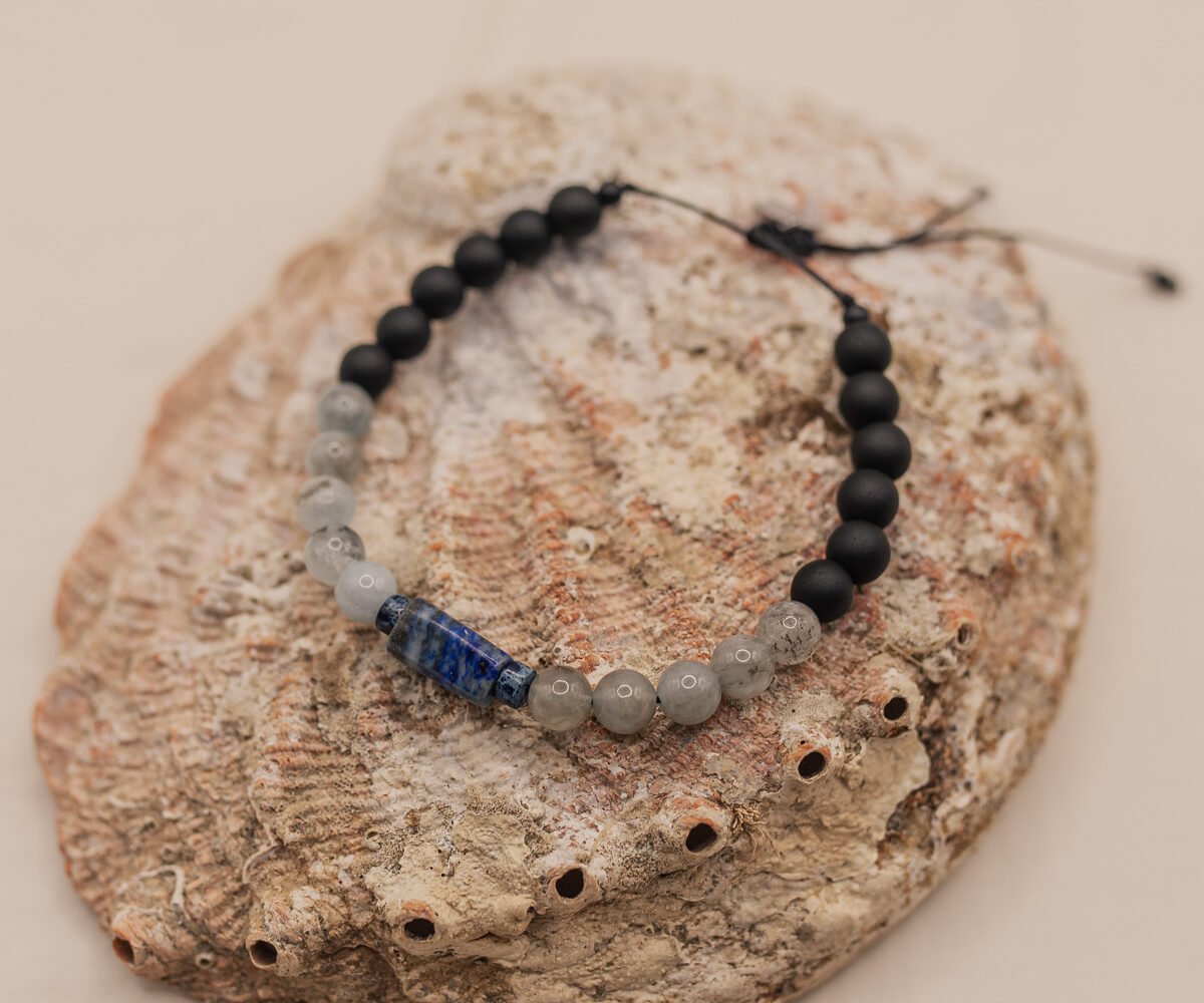 Bransoletka Męska Lapis Lazuli Jaspis Akwamaryn