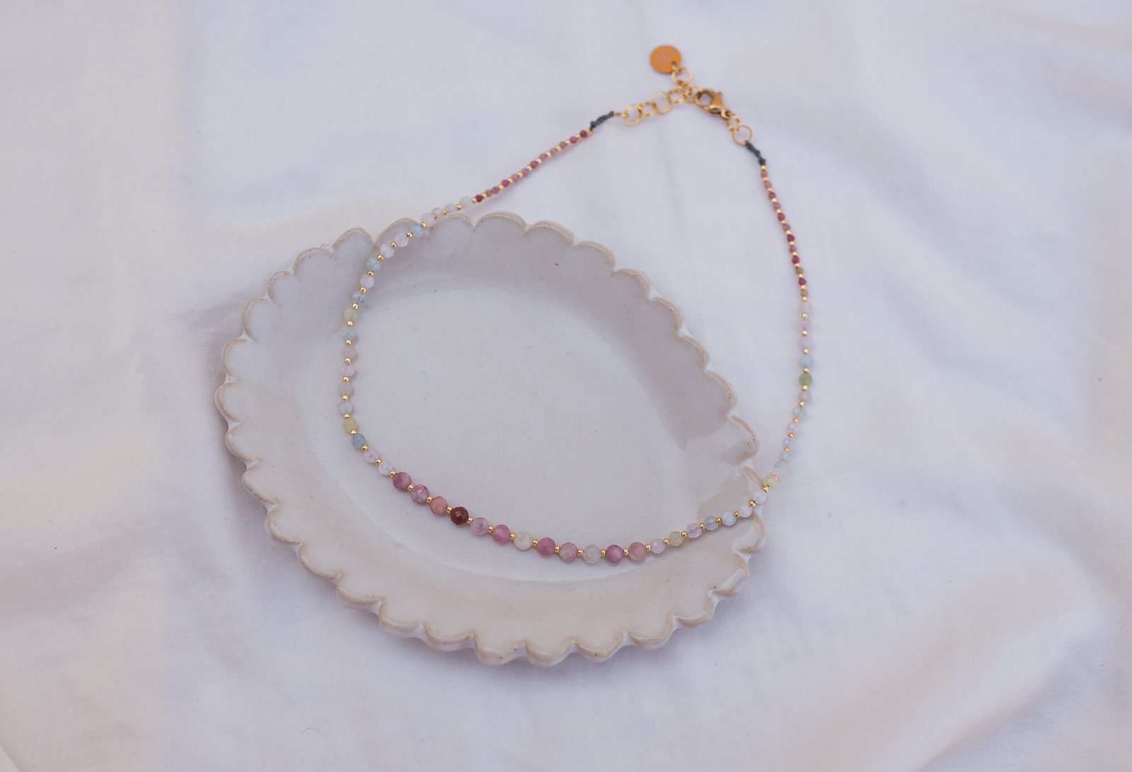 Choker z fasetowanym Rodonitem i Morganitem