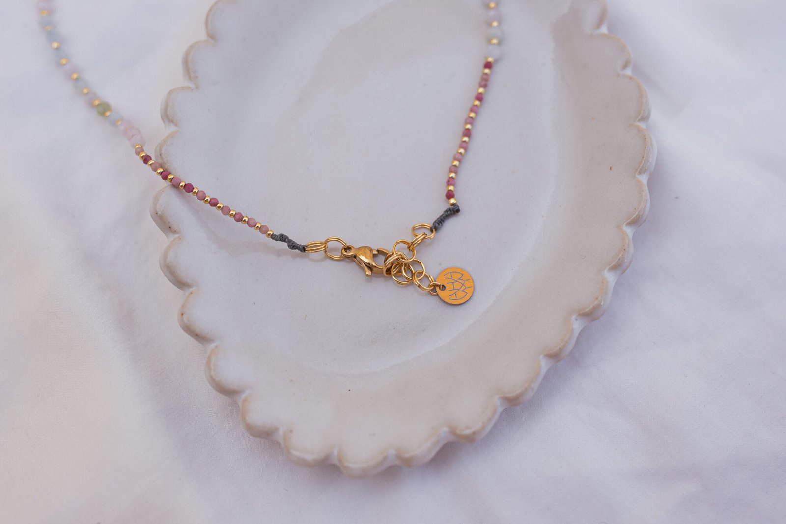 Choker z fasetowanym Rodonitem i Morganitem - obrazek 6