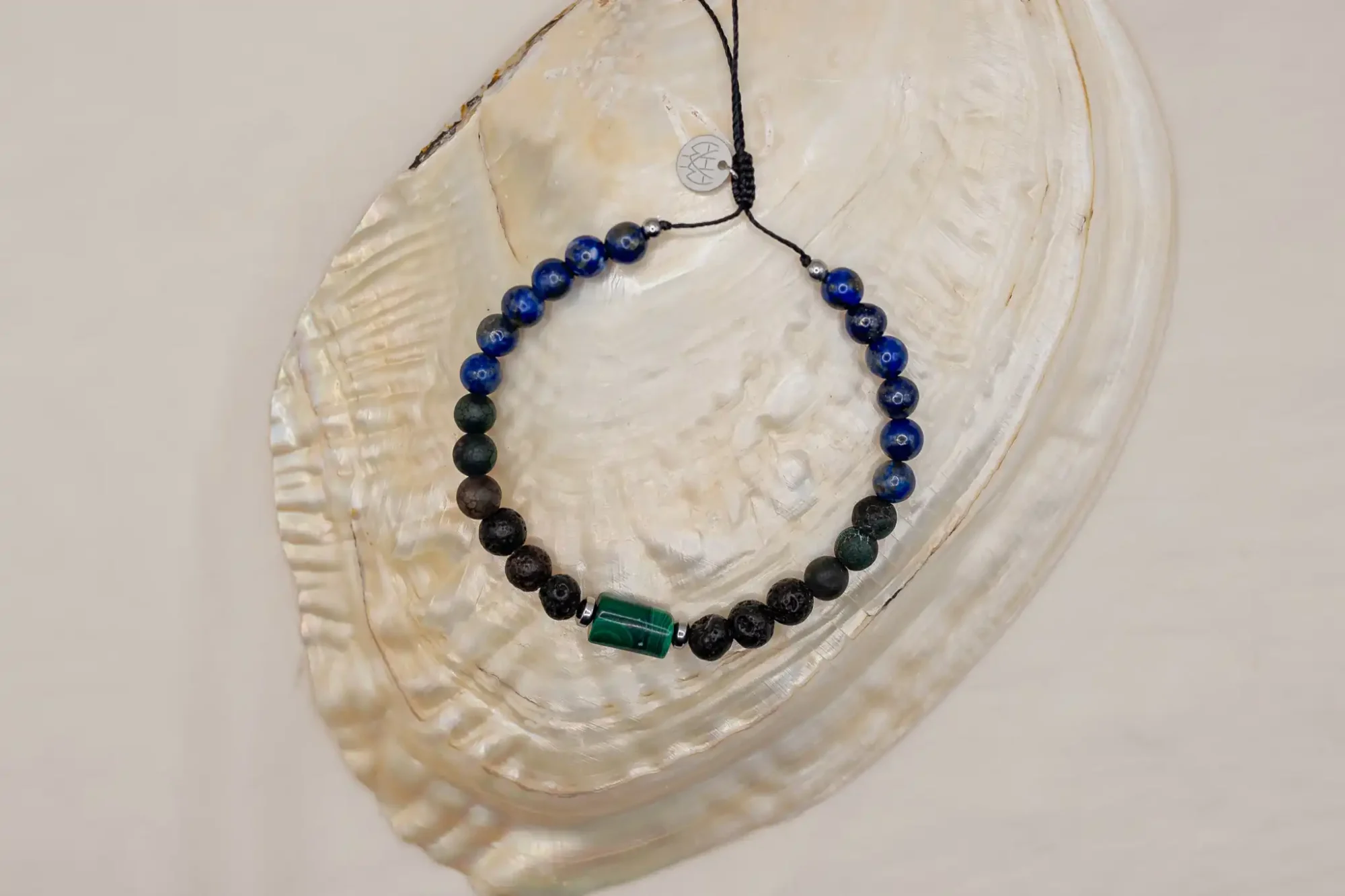 Bransoletka Męska Malachit Lapis Lazuli Agat - obrazek 2
