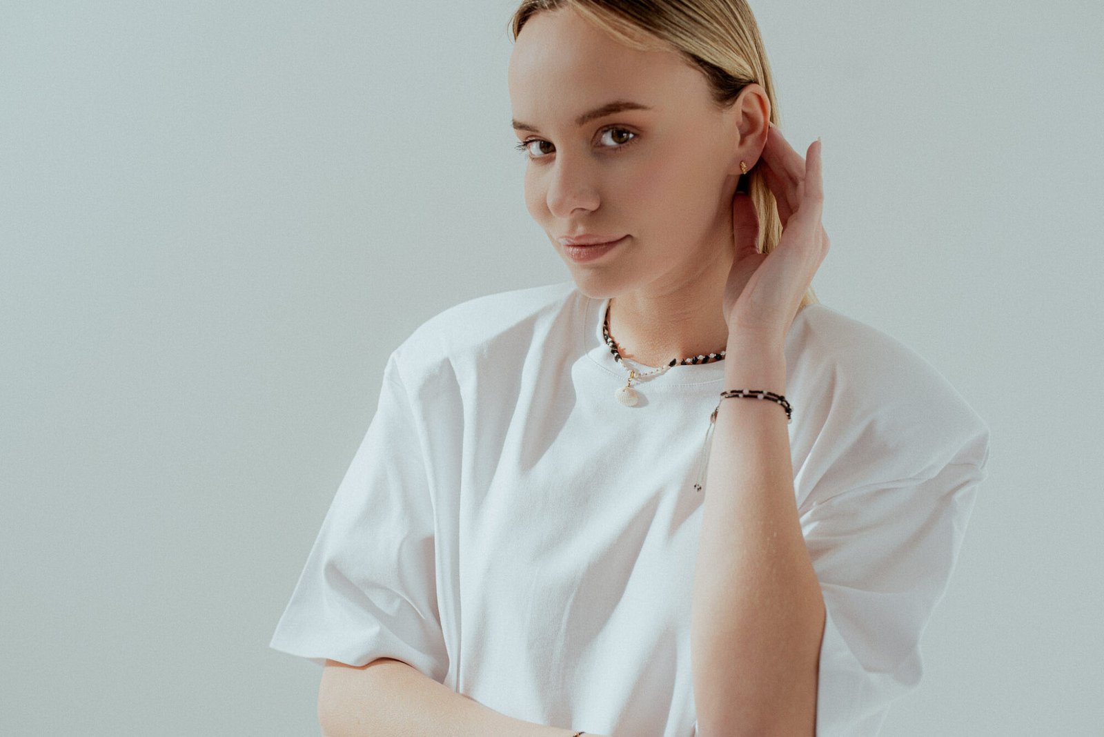 Surowy Choker z Muszlą Obsydianem i Perłami - obrazek 7