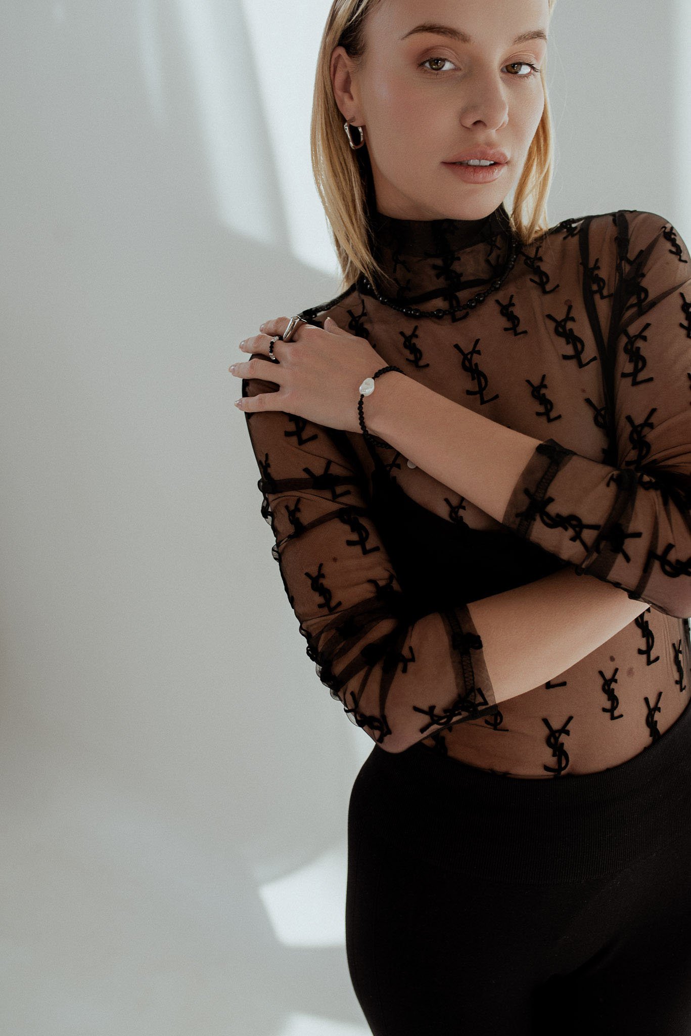 Bransoletka z dużą Perłą Barokową i Lawą - obrazek 4