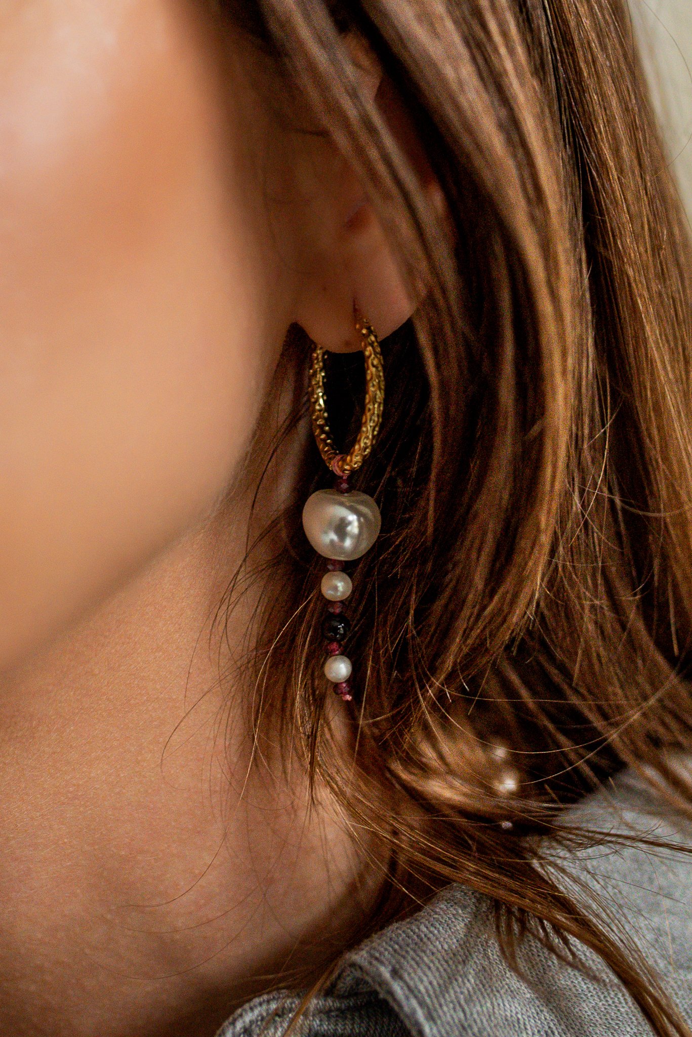 Kolczyki z Pereł Granatu i Turmalinu - obrazek 3