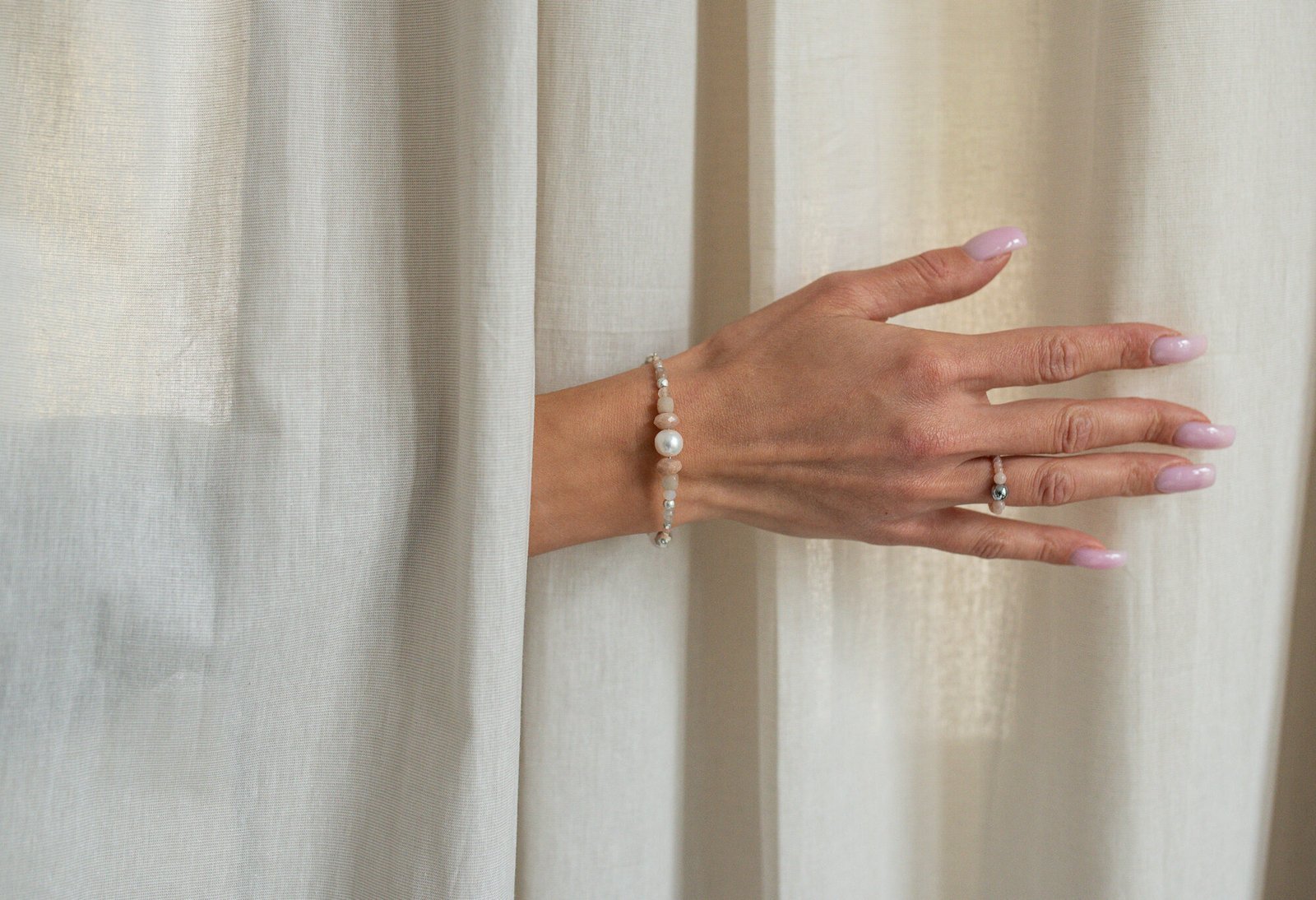 Bransoletka z Perłą i Kamieniami Słonecznymi