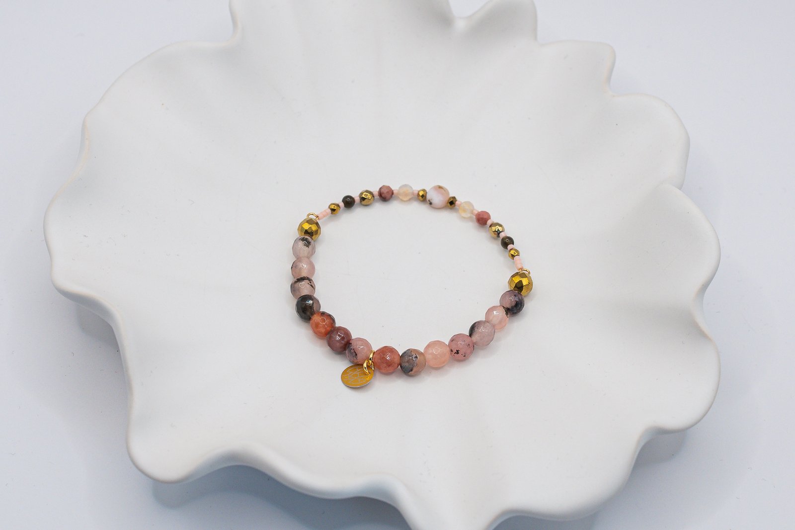 Bransoletka z Opalem Rodonitem i Agatem - obrazek 3