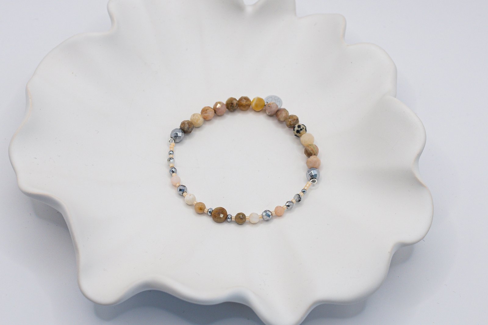 Bransoletka z Opalem Mokaitem i Jaspisem Dalmatyńskim - obrazek 2