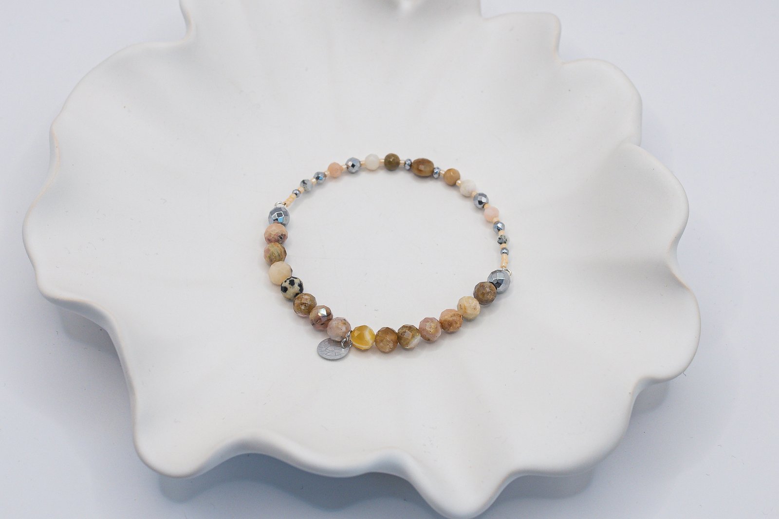 Bransoletka z Opalem Mokaitem i Jaspisem Dalmatyńskim - obrazek 4