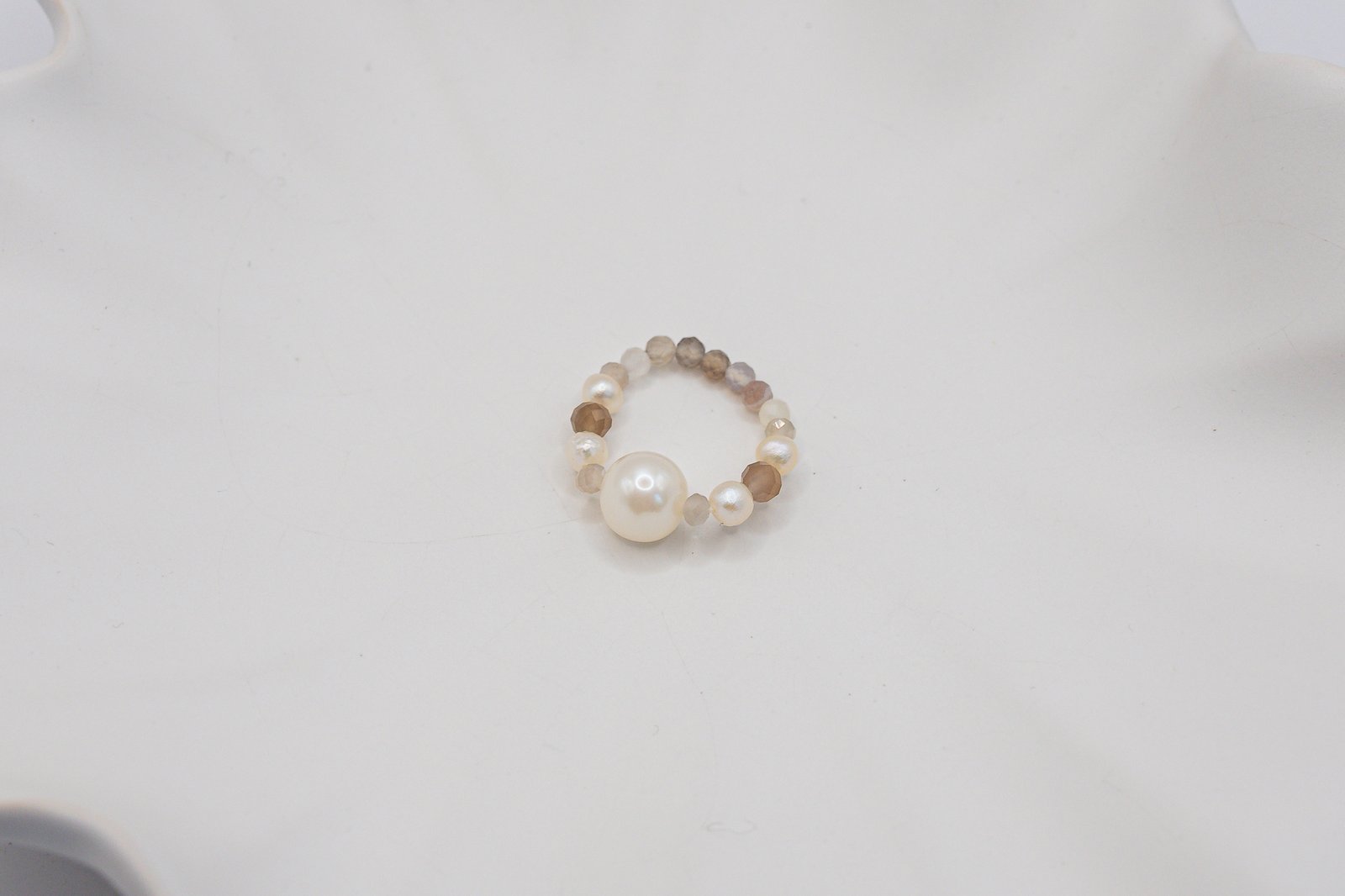 Pierścionek z Perłą i Selenitem - obrazek 2