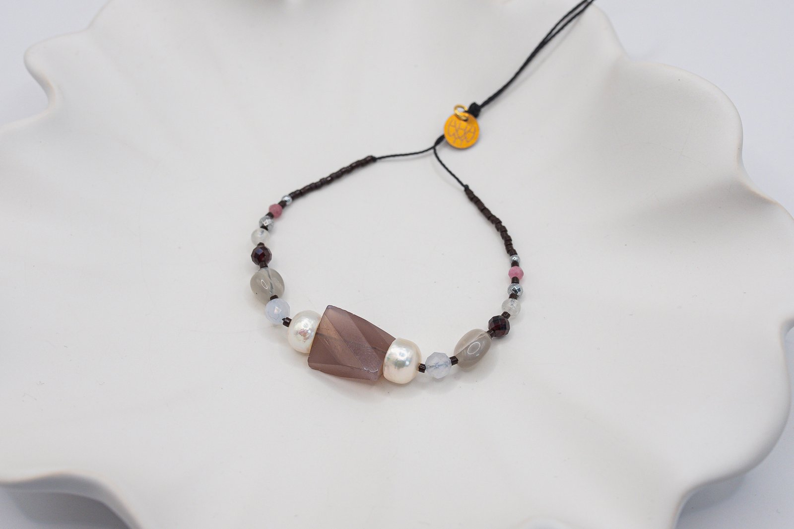 Bransoletka Harmonia Kwarc Chalcedon Granat - obrazek 2