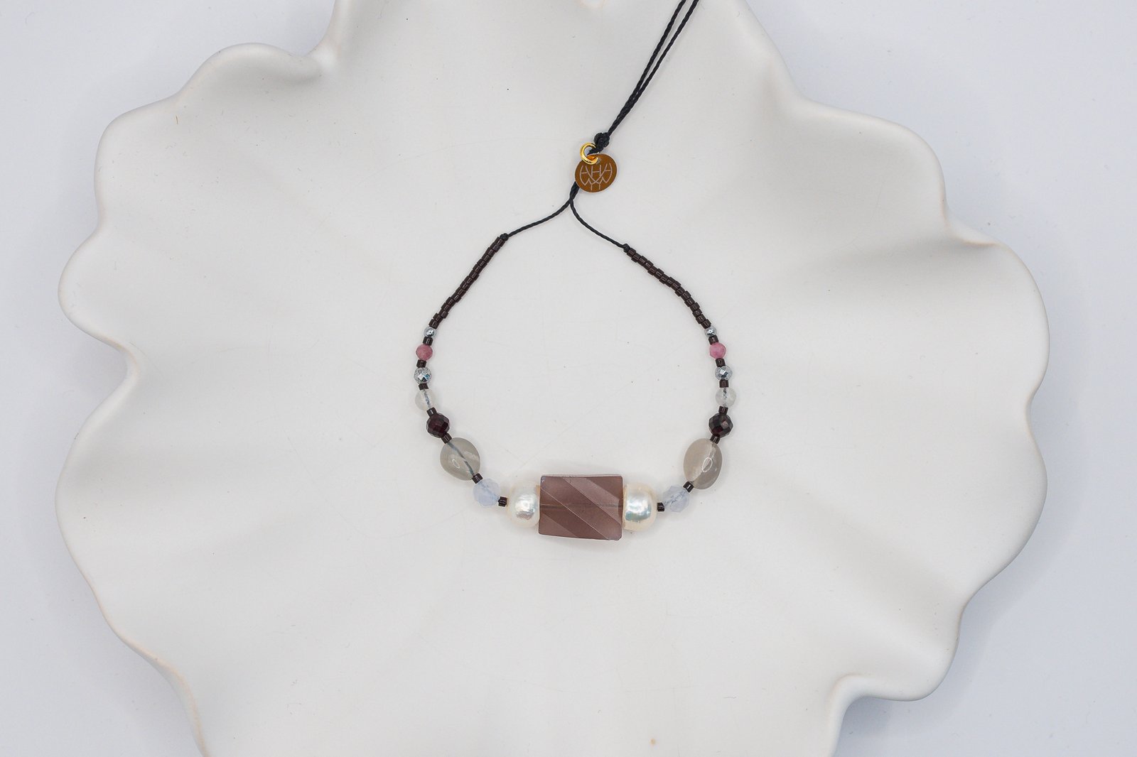 Bransoletka Harmonia Kwarc Chalcedon Granat - obrazek 3