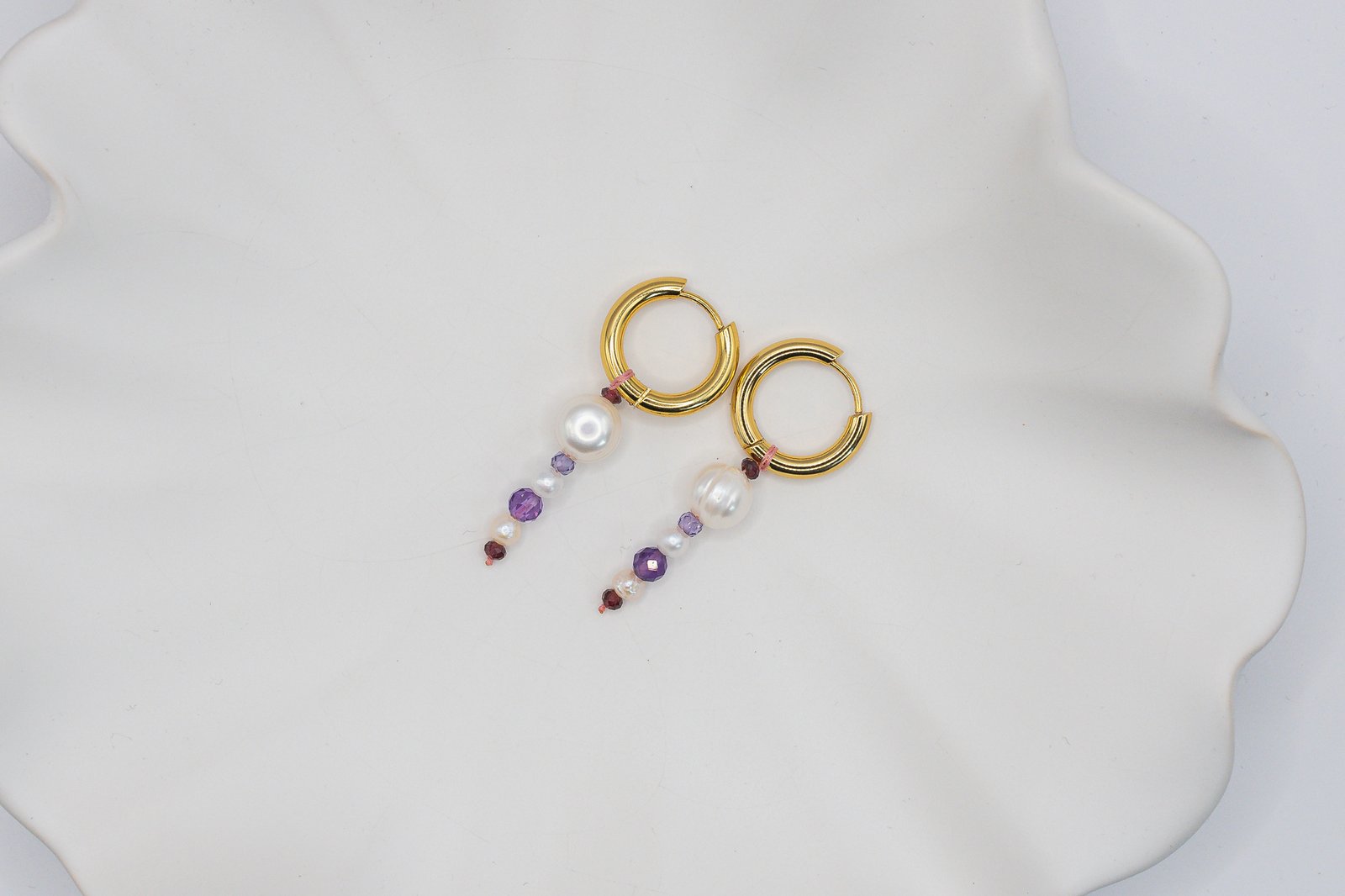 Kolczyki z Pereł Ametystu i Granatu - obrazek 5