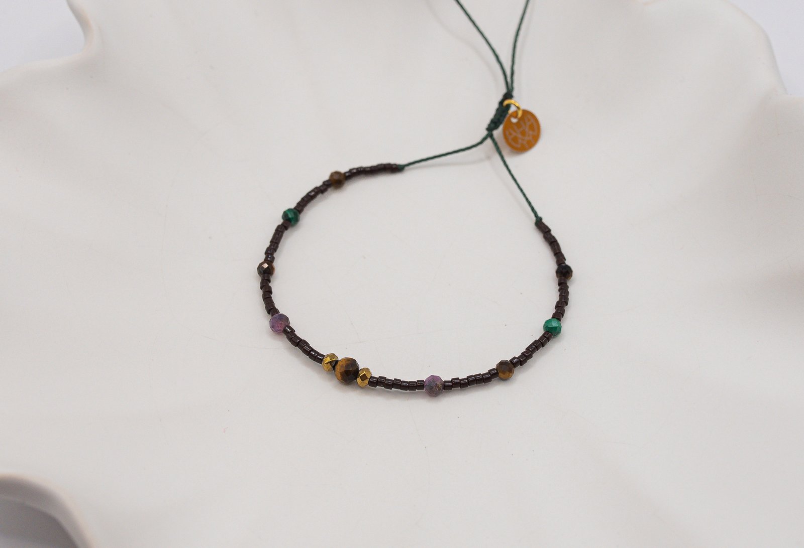 Bransoletka na Pieniądze Tygrysie Oko Malachit Turmalin