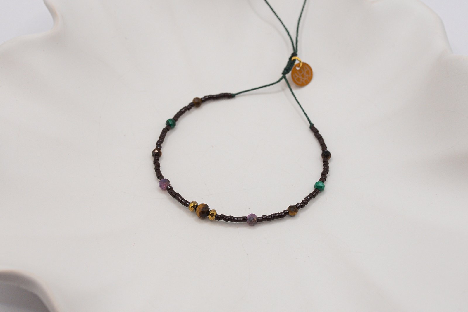 Bransoletka na Pieniądze Tygrysie Oko Malachit Turmalin