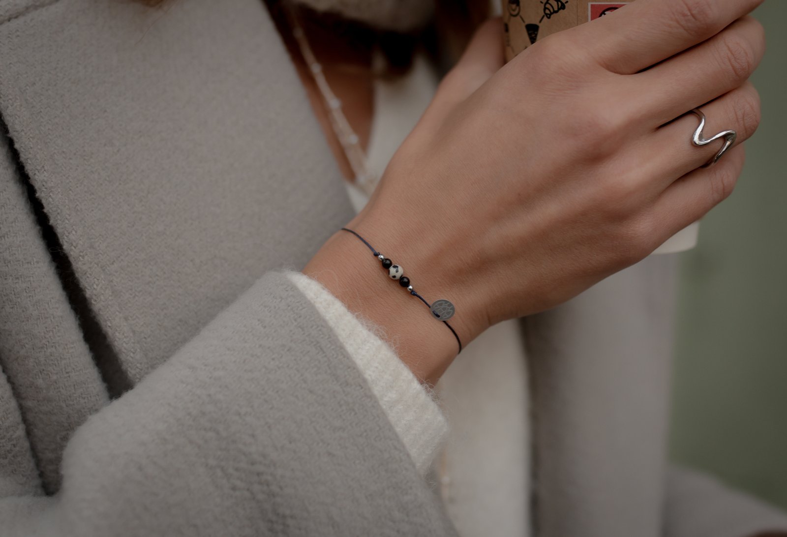 Bransoletka z Jaspisem Dalmatyńskim i Onyksem