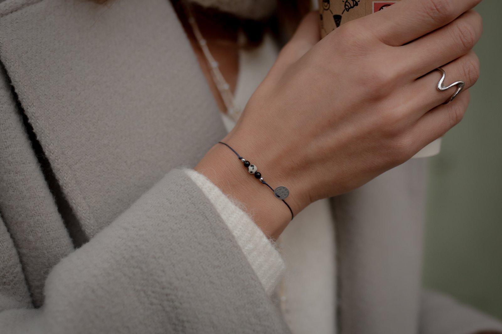 Bransoletka z Jaspisem Dalmatyńskim i Onyksem