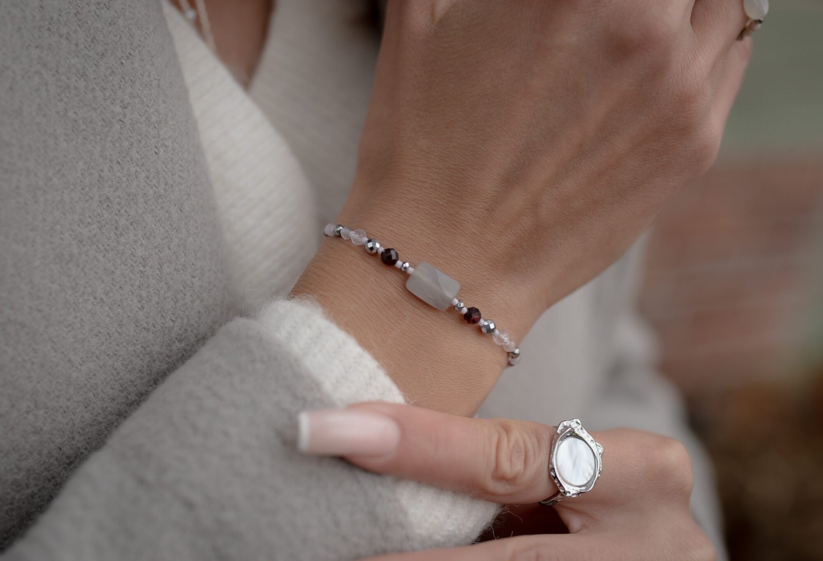 Bransoletka Harmonia Kamień Słoneczny Granat Ametyst