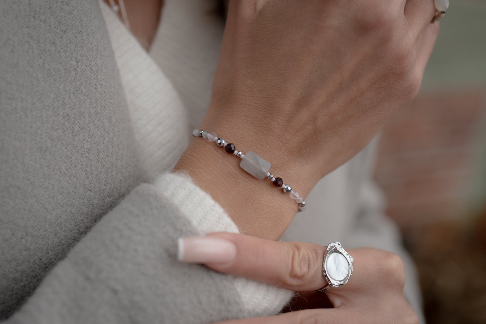 Bransoletka Harmonia Kamień Słoneczny Granat Ametyst