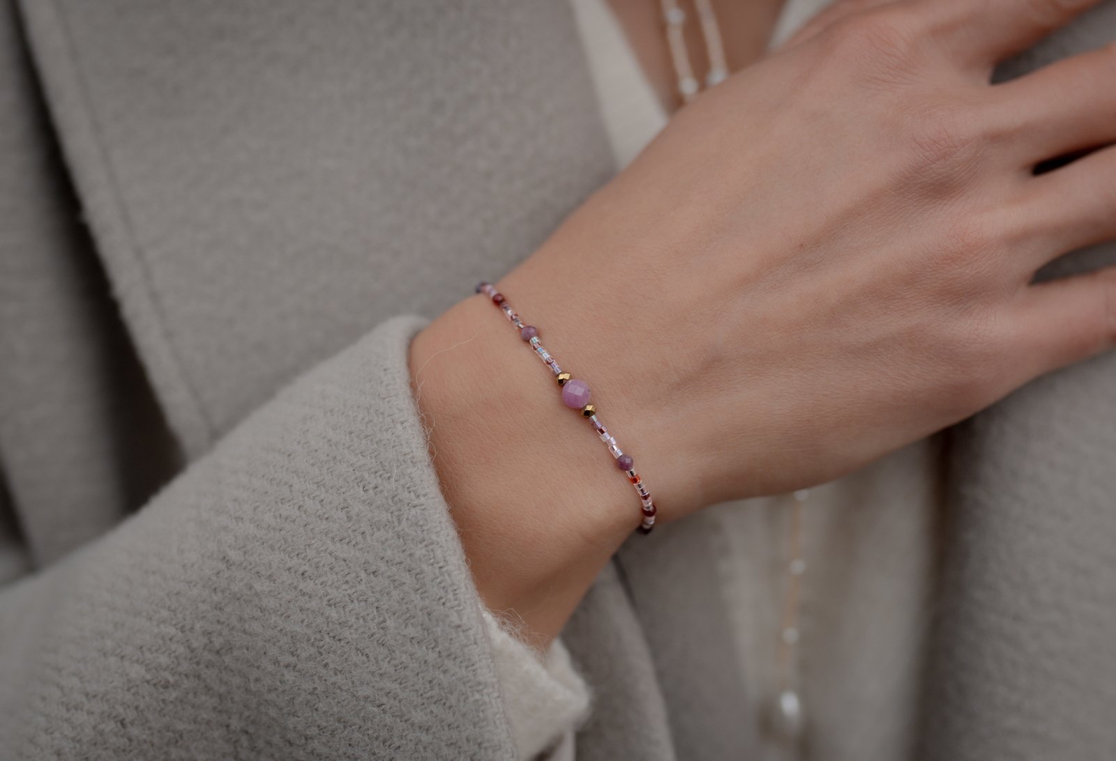 Bransoletka na Pieniądze Rubin Jadeit Ametyst