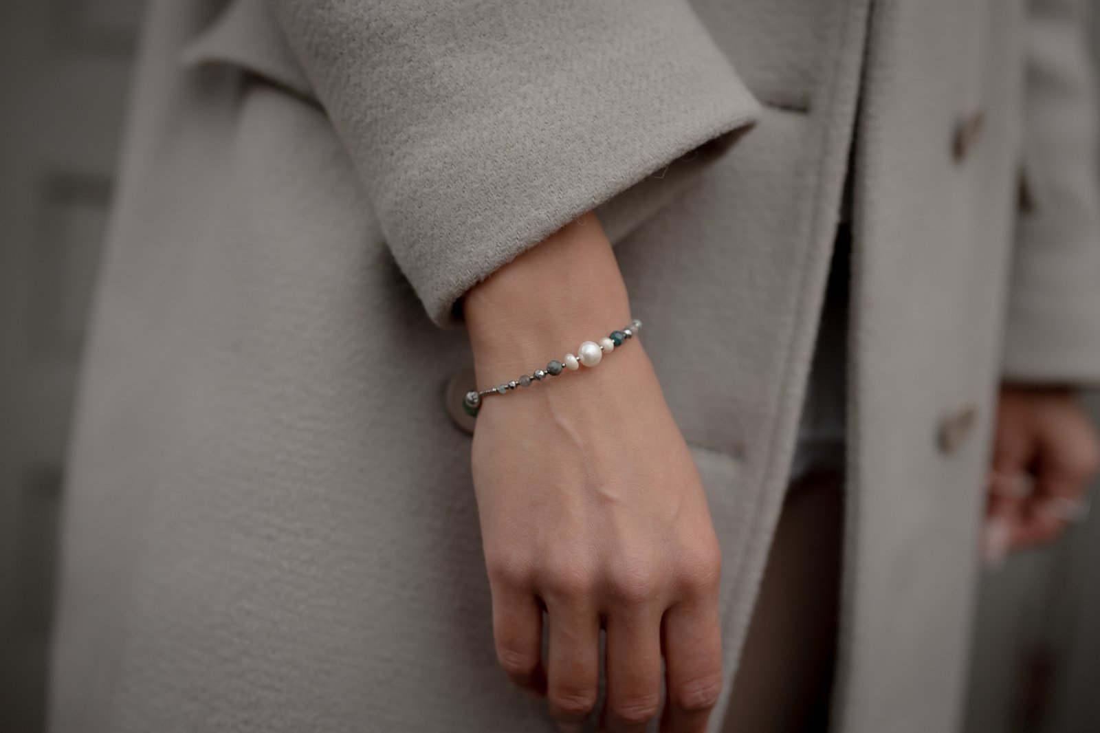 Bransoletka z Perłą i zielonym Turmalinem - obrazek 3