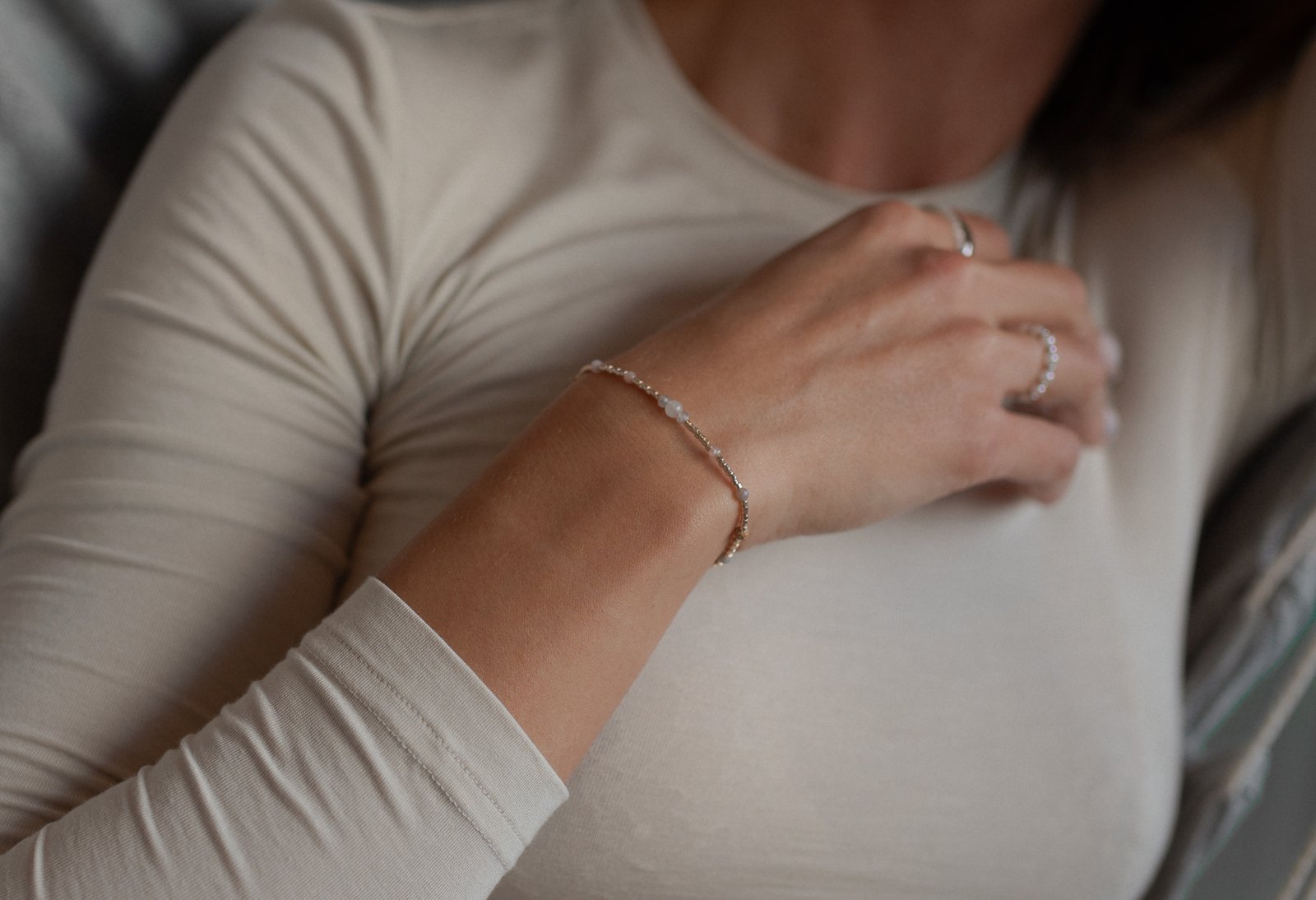 Bransoletka Harmonia Selenit Kamień Słoneczny Jaspis