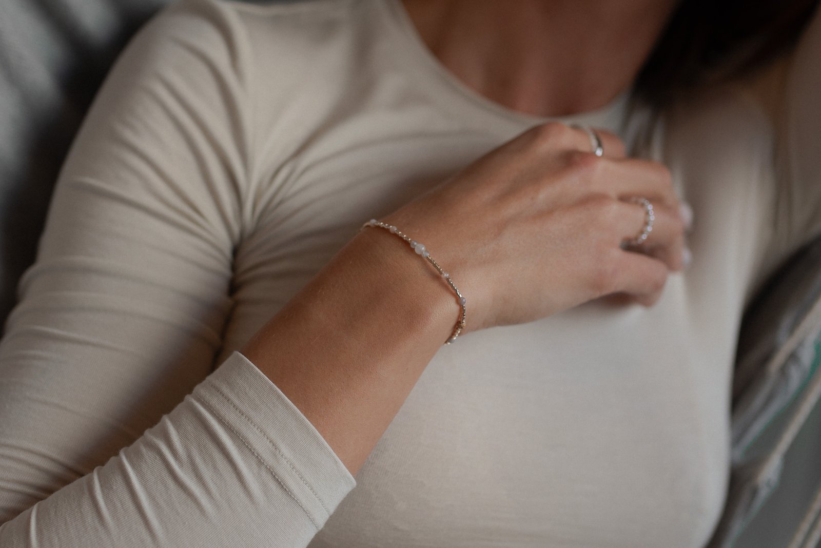 Bransoletka Harmonia Selenit Kamień Słoneczny Jaspis