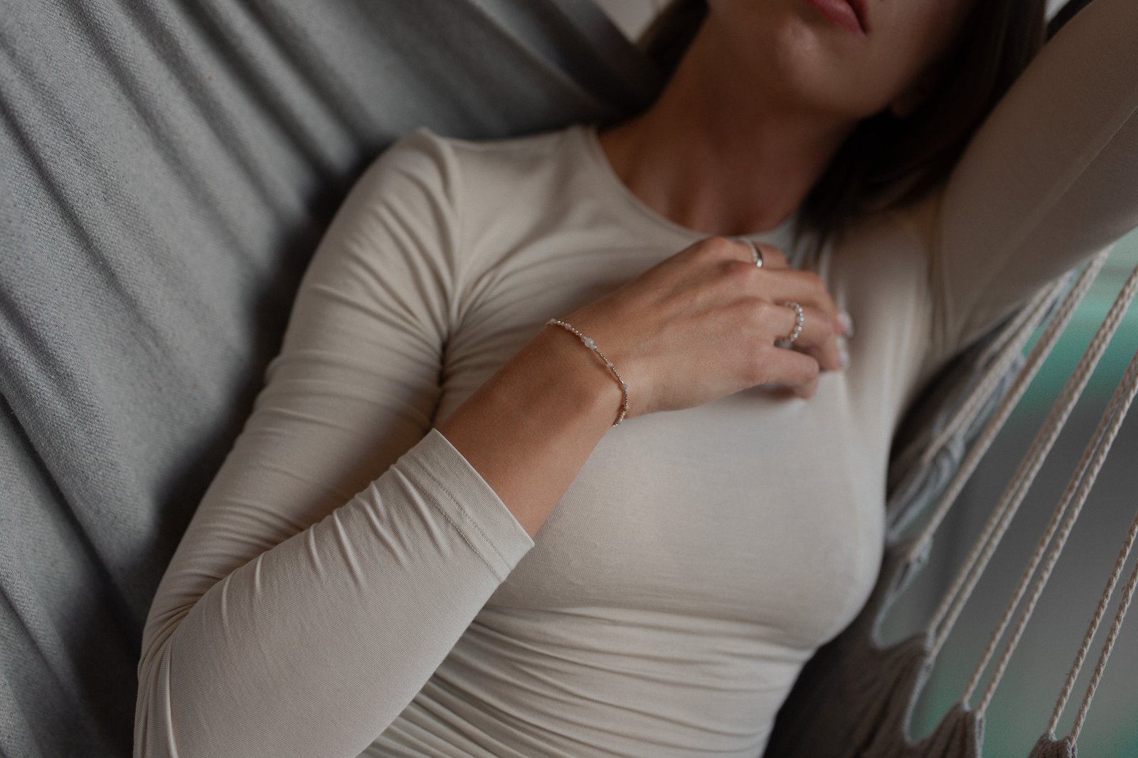 Bransoletka Harmonia Selenit Kamień Słoneczny Jaspis - obrazek 3