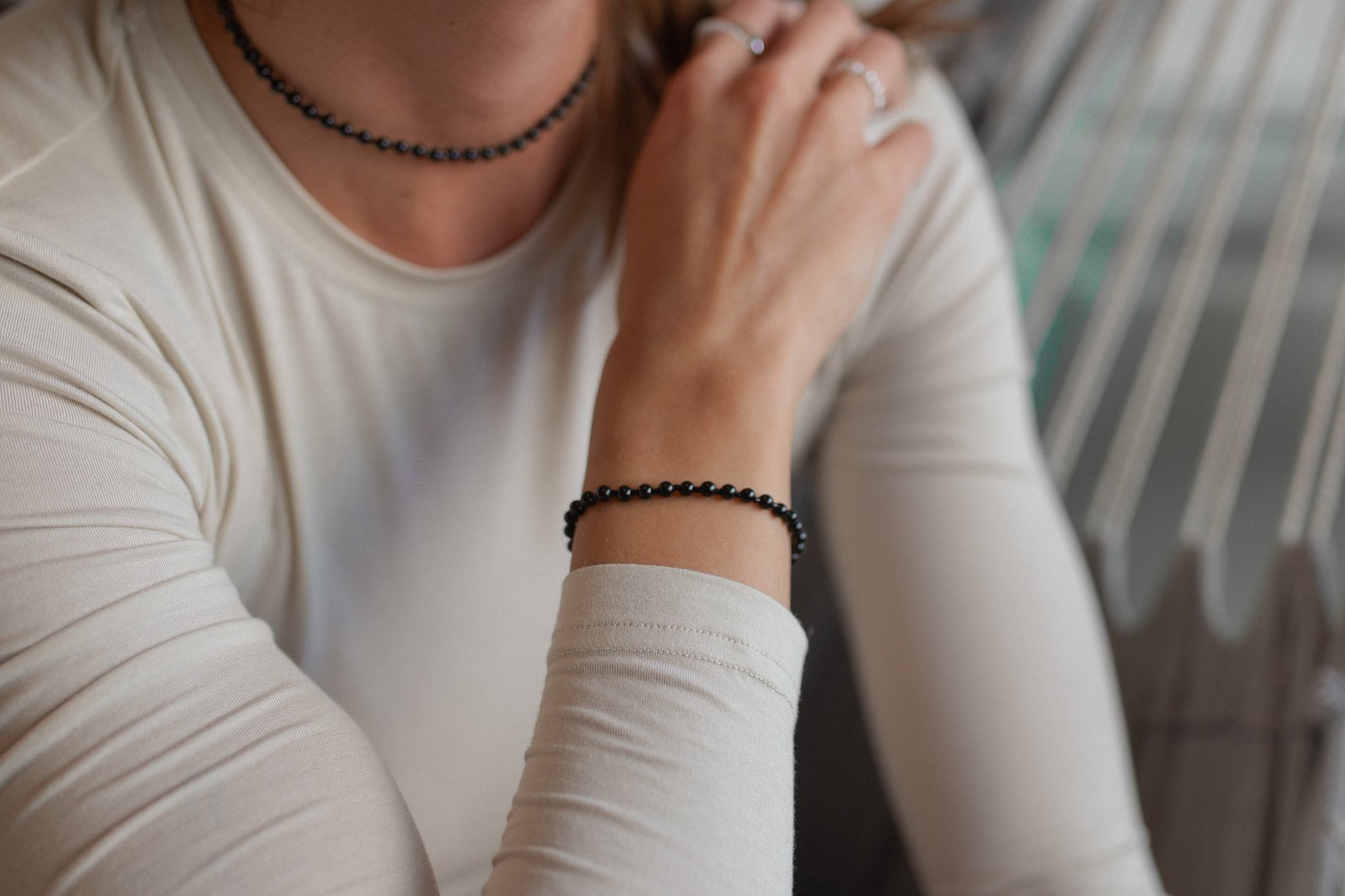 Bransoletka z gładkich Onyksów - obrazek 2