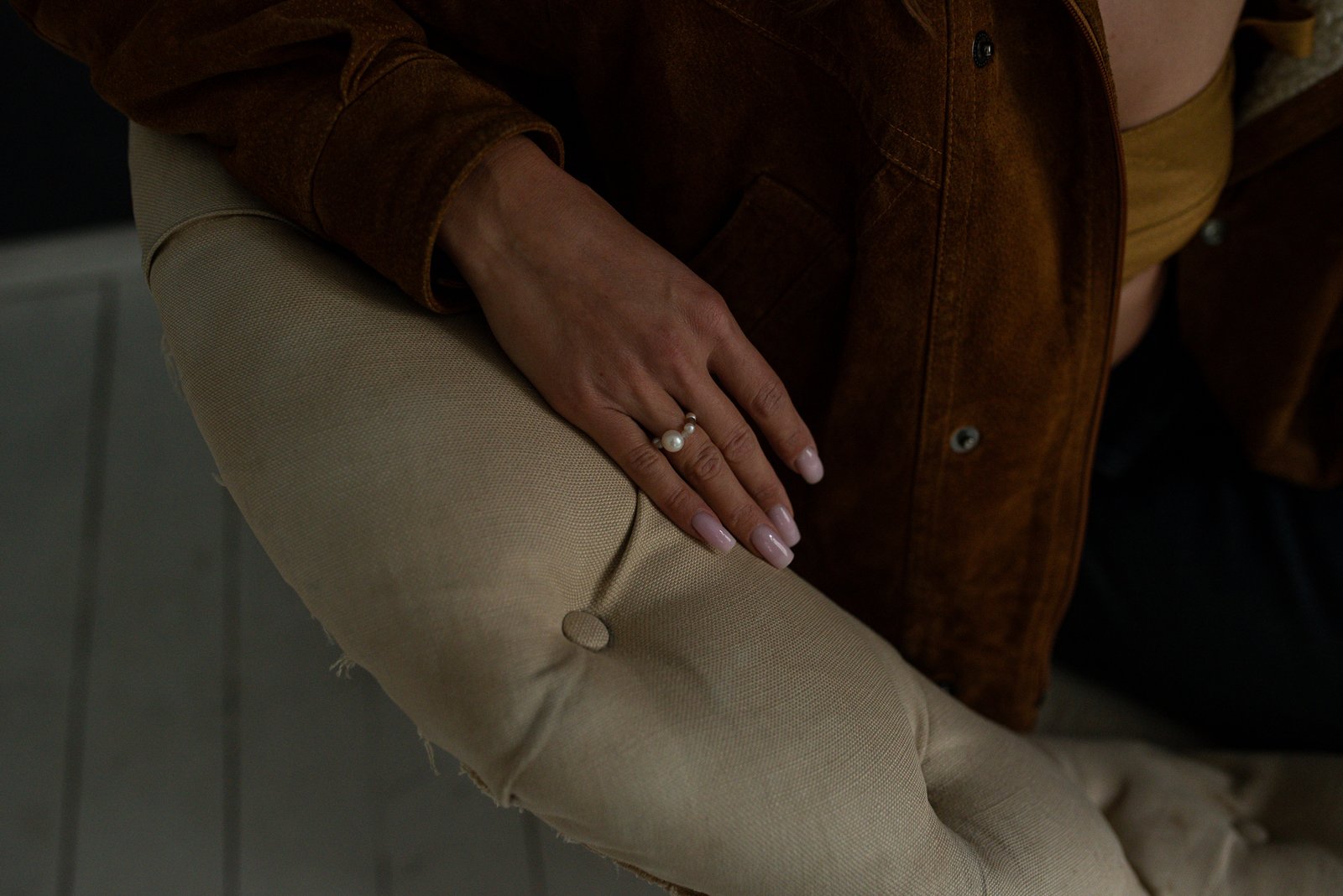 Pierścionek z Perłą i Selenitem