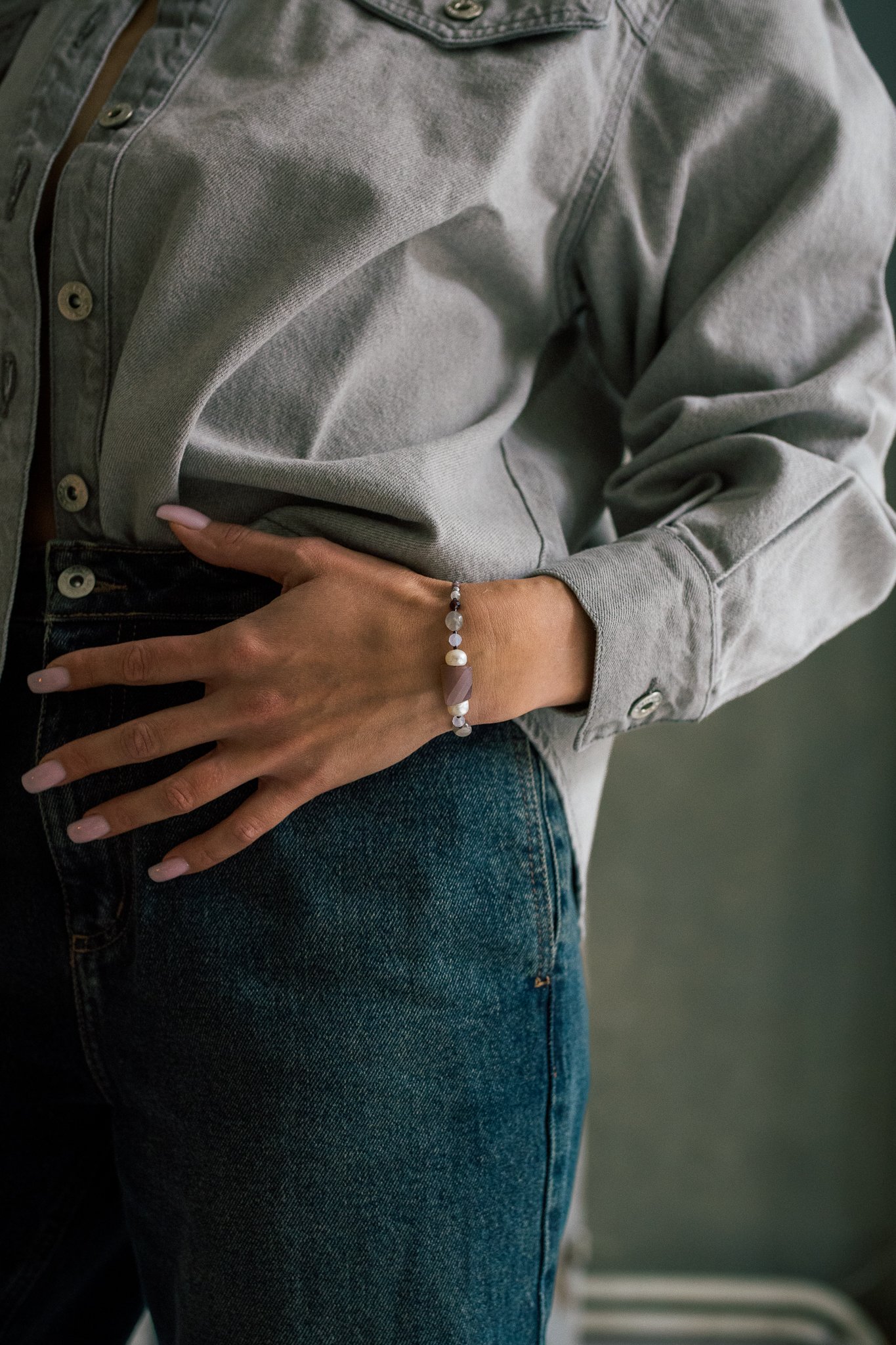 Bransoletka Harmonia Kwarc Chalcedon Granat